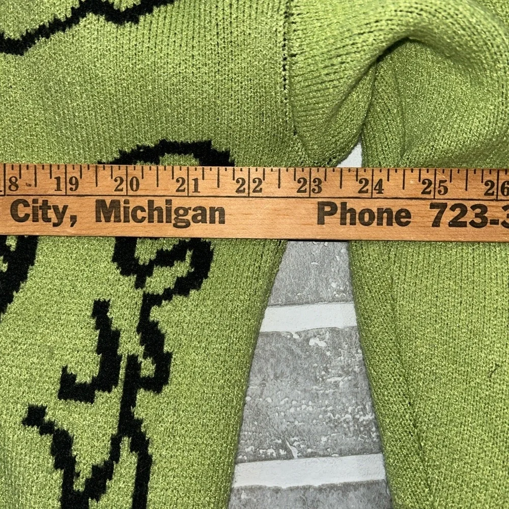 Aelfric Eden Dinosaur Sweater Green Oversized Graphic Knit Y2K Streetwear Sz M/L